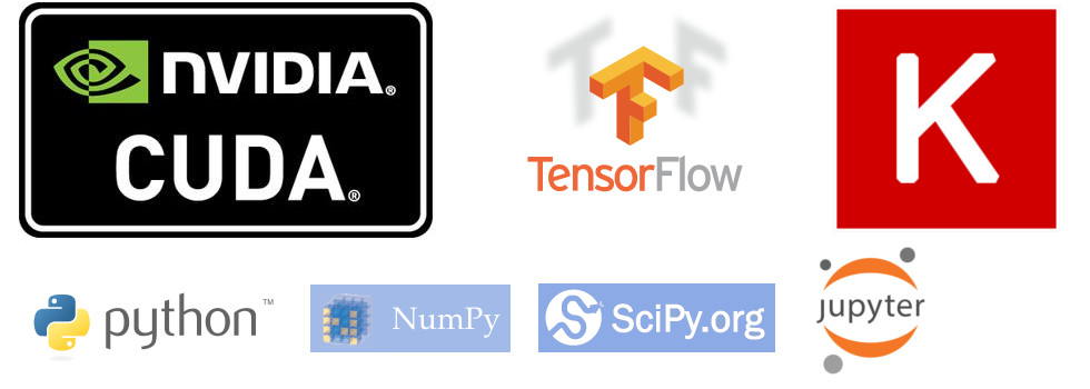 NVIDIA CUDA, TensorFlow, and Keras logos